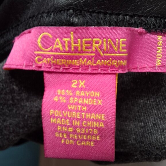 Catherine Malandrino Size 2X Faux Leather Pants Flat Front Stretchy Pullon - Picture 4 of 4